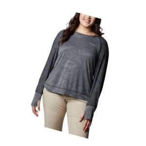 Columbia Adventura Hiking Long Sleeve Plus Size Sweatshirt Kadın Siyah Camo | 13524-GNIV