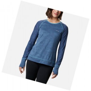 Columbia Adventura Hiking Long Sleeve Sweatshirt Kadın Mavi Camo | 81207-SYKA