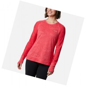 Columbia Adventura Hiking Long Sleeve Sweatshirt Kadın Açık Pembe Camo | 74086-DRPA