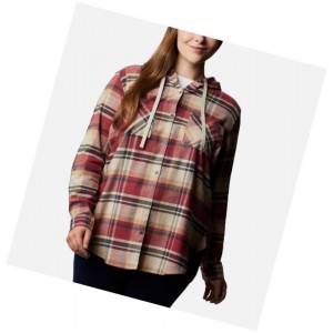Columbia Anytime Stretch Hooded Long Sleeve Plus Size Gömlek Kadın Kırmızı Renkli | 09876-PRVX