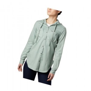 Columbia Anytime Stretch Hooded Long Sleeve Gömlek Kadın Yeşil | 86213-TLQZ
