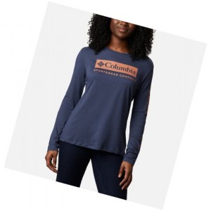 Columbia Autumn Trek Long Sleeve Relaxed Sweatshirt Kadın Lacivert | 62538-QTEF