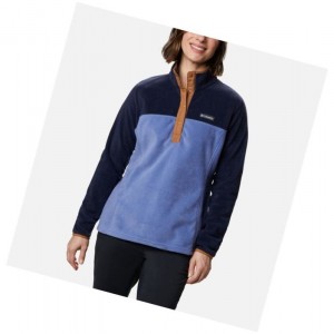 Columbia Benton Springs Half Snap Petite Sweatshirt Kadın Lacivert | 67801-DANX