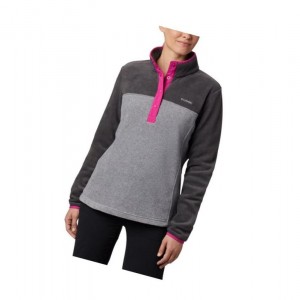 Columbia Benton Springs Half Snap Petite Sweatshirt Kadın Açık Gri | 10924-KFYU