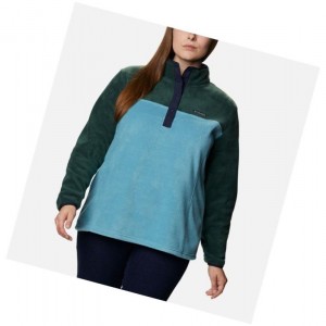 Columbia Benton Springs Half Snap Plus Size Sweatshirt Kadın Mavi | 71423-DICL