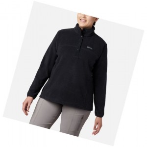 Columbia Benton Springs Half Snap Plus Size Sweatshirt Kadın Siyah | 34692-ANWE