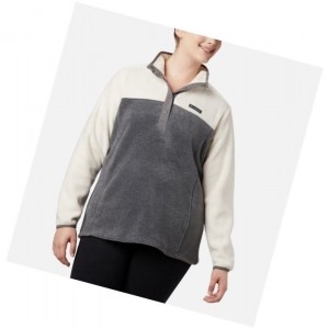 Columbia Benton Springs Half Snap Plus Size Sweatshirt Kadın Gri | 21654-SJCY