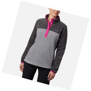 Columbia Benton Springs Half Snap Sweatshirt Kadın Açık Gri | 71859-LHDU
