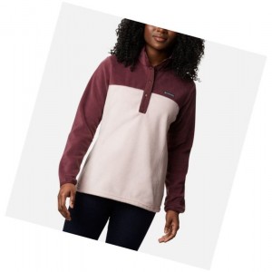 Columbia Benton Springs Half Snap Sweatshirt Kadın Pembe | 46289-LZOJ