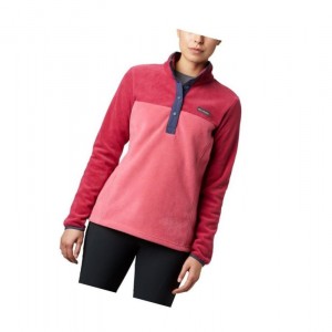 Columbia Benton Springs Half Snap Sweatshirt Kadın Pembe Kırmızı Mor | 16974-BQAD