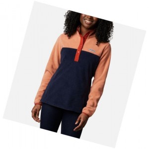 Columbia Benton Springs Half Snap Sweatshirt Kadın Pembe Lacivert | 01983-MZKX