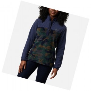 Columbia Benton Springs Printed Half Snap Fleece Sweatshirt Kadın Lacivert Camo | 63508-FKGR