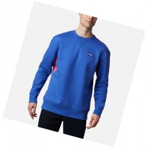Columbia Bugasweat Crew Sweatshirt Erkek Mavi Açık Pembe | 87523-BMDS