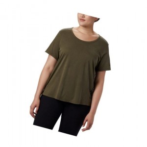 Columbia CSC Pigment Plus Size Tişört Kadın Zeytin Yeşili | 81495-CQXF