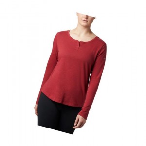Columbia Canyon Point Henley Sweatshirt Kadın Kırmızı | 96205-UETZ