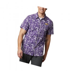 Columbia Collegiate PFG Super Slack Tide - LSU Gömlek Erkek Mor | 82706-DCKH
