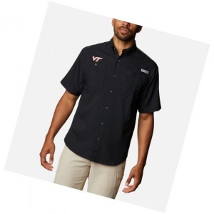 Columbia Collegiate PFG Tamiami Short Sleeve - Virginia Tech Gömlek Erkek Siyah | 67981-ULTO