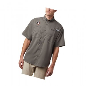 Columbia Collegiate PFG Tamiami Short Sleeve - Florida State Gömlek Erkek Gri | 58143-ZIBN