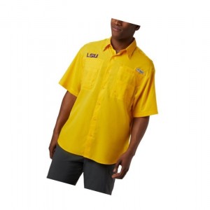 Columbia Collegiate PFG Tamiami Short Sleeve - LSU Gömlek Erkek Sarı | 04675-QESP