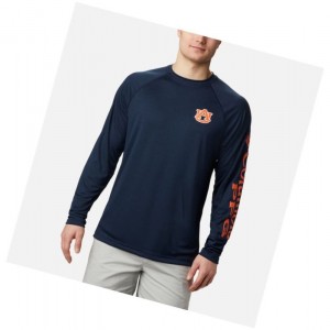 Columbia Collegiate PFG Terminal Tackle Long Sleeve - Auburn Sweatshirt Erkek Lacivert Turuncu | 54017-BKZW
