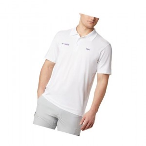 Columbia Collegiate Skiff Cast - LSU Polo Gömlek Erkek Beyaz | 59208-VASQ