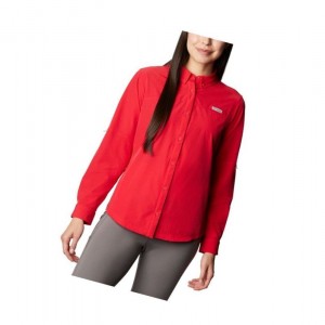 Columbia Coral Point Long Sleeve Woven Gömlek Kadın Kırmızı | 18236-TWXR