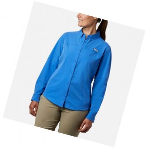 Columbia Coral Point Long Sleeve Woven Gömlek Kadın Mavi | 06432-HVUI
