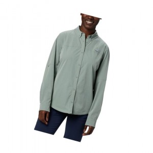 Columbia Coral Point Long Sleeve Woven Gömlek Kadın Açık Yeşil | 01523-JZED
