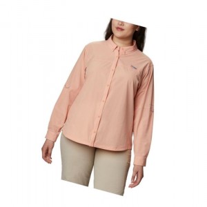 Columbia Coral Point Long Sleeve Woven Plus Size Gömlek Kadın Açık Mercan | 76123-YRBH