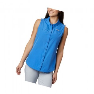 Columbia Coral Point Sleeveless Woven PFG Fishing Kadın Mavi | 46523-YUIQ