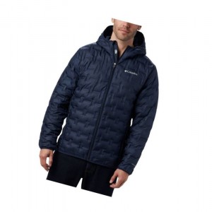 Columbia Delta Ridge Down Hooded Mont Erkek Lacivert | 17423-SAFW