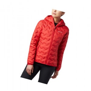 Columbia Delta Ridge Down Hooded Mont Kadın Kırmızı | 74513-MYRU