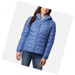 Columbia Delta Ridge Down Hooded Mont Kadın Mavi | 16837-ETUQ