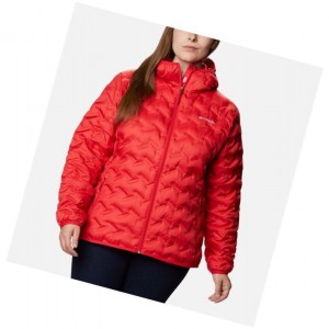 Columbia Delta Ridge Down Hooded Plus Size Mont Kadın Kırmızı | 08645-IPAT