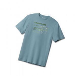Columbia Earth Day Tişört Erkek Gri Mavi | 21597-CGTS