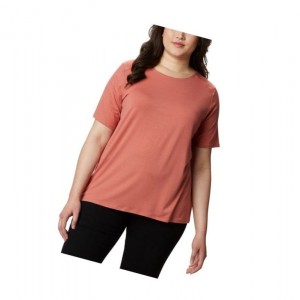 Columbia Essential Elements Short Sleeve Plus Size Tişört Kadın Koyu Mercan | 64058-WRJY