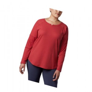 Columbia Fall Pine Washed Crew Plus Size Sweatshirt Kadın Kırmızı | 54706-LCFO