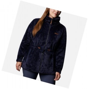 Columbia Fire Side Long Full Zip Sherpa Fleece Plus Size Mont Kadın Lacivert | 57239-ZMIR