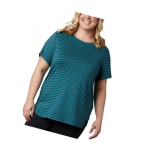 Columbia Firwood Camp II Short Sleeve Plus Size Tişört Kadın Açık Yeşil | 37564-NLMX