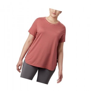 Columbia Firwood Camp II Short Sleeve Plus Size Tişört Kadın Kırmızı | 29054-YIJX