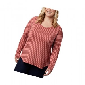 Columbia Firwood Camp Long Sleeve Plus Size Sweatshirt Kadın Kırmızı | 31829-IVJU