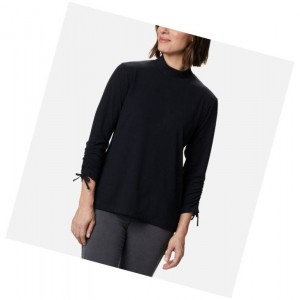 Columbia Firwood Ribbed Knit Three-Quarter Sleeve Sweatshirt Kadın Siyah | 20176-RGKC