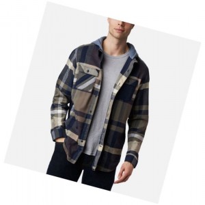 Columbia Flare Gun Stretch Flannel Gömlek Erkek Lacivert Kahverengi | 42893-WUGD