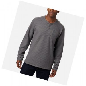 Columbia Flare Gun Waffle Henley Sweatshirt Erkek Gri | 94812-OLGM