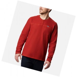 Columbia Flare Gun Waffle Henley Sweatshirt Erkek Kırmızı | 34627-WGAR