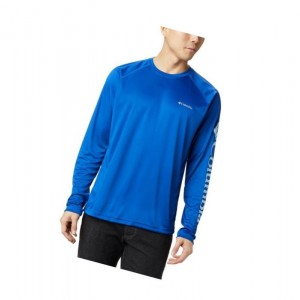 Columbia Fork Stream Long Sleeve Sweatshirt Erkek Mavi | 75284-FVTH