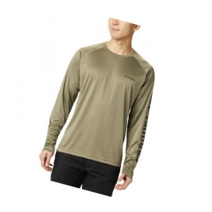 Columbia Fork Stream Long Sleeve Sweatshirt Erkek Zeytin Yeşili Siyah | 37968-VLKG
