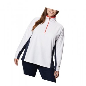 Columbia Glacial IV 1/2 Zip Plus Size Sweatshirt Kadın Beyaz Lacivert | 36218-GNEI