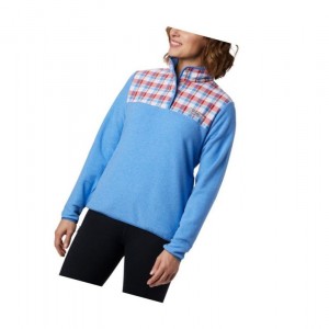 Columbia Harborside II Overlay Fleece Sweatshirt Kadın Mavi | 76034-BWQF
