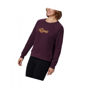 Columbia Hart Mountain Long Sleeve Graphic Crew Sweatshirt Kadın Siyah Pembe | 35804-WTSY
